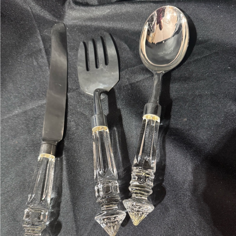 Source Unknown Crystal Handle Utensil Set